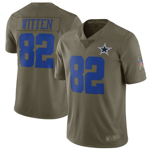 Men Dallas Cowboys Limited Olive Jason Witten #82 2017 Salute to Service NFL Jersey